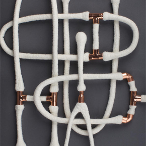 Necklaces made from Merino wool & copper piping by Laura Mabbutt