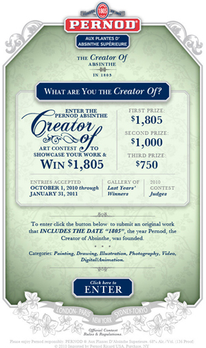 Click to Enter the Pernod Asbinthe Art Contest on Facebook!