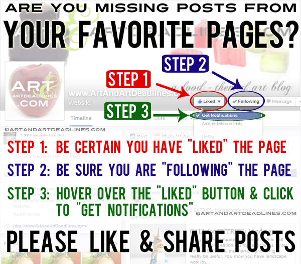Are YOU missing posts from Art & Art Deadlines on Facebook? http://wp.me/pDu2s-6uU