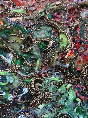 Painting with plastic by Featured Artist Rachel Goldsmith!