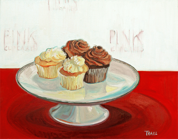 Ms. Cupcakes on the Red Carpet Oil on Panel by Jennie Traill Schaeffer