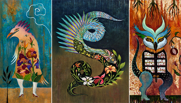 (left to right) Persephone, Cosmic Serpents, & Hades by Sarah Stone!