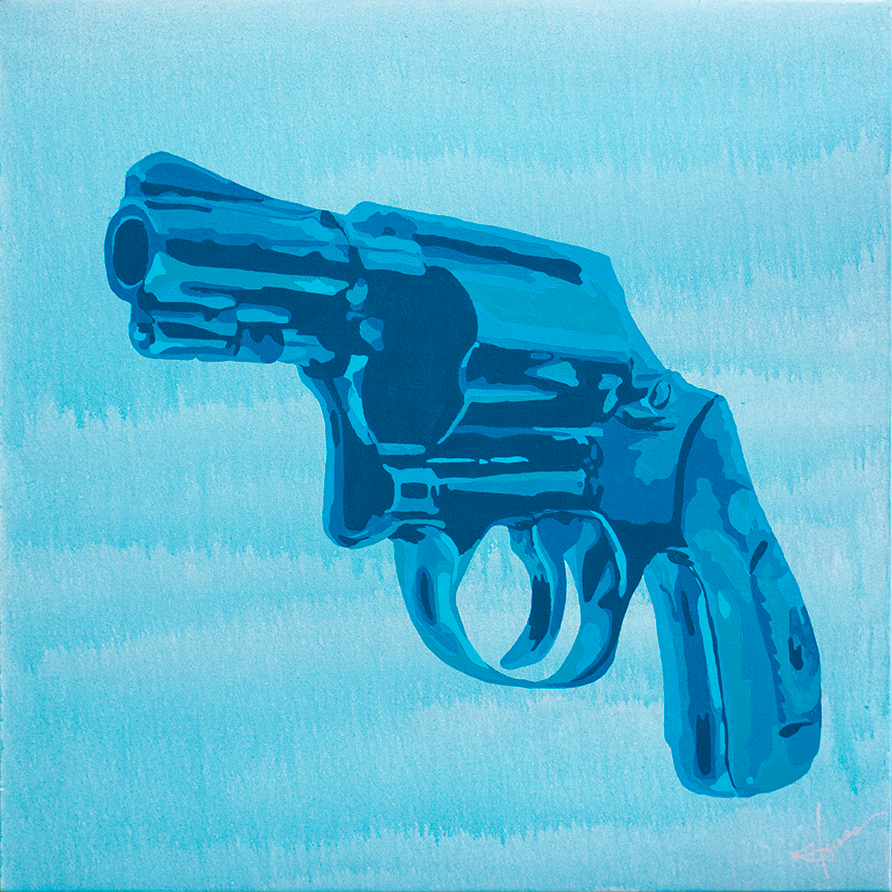 "Gun Won" (acrylic on canvas, 36"x36") by Anne Hermes
