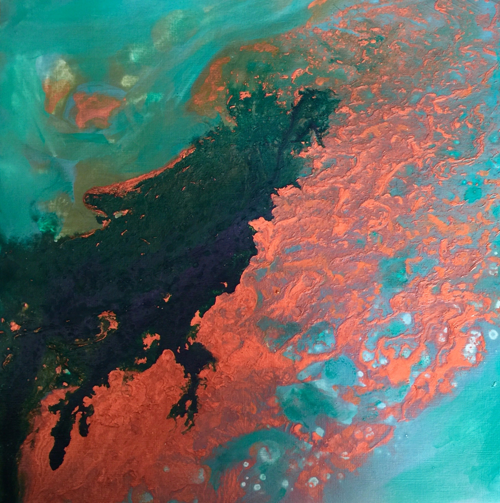 "Copper Storm 1" (acrylic on canvas) by AAAD Artist of the Day, painter Gabrielle Shannon